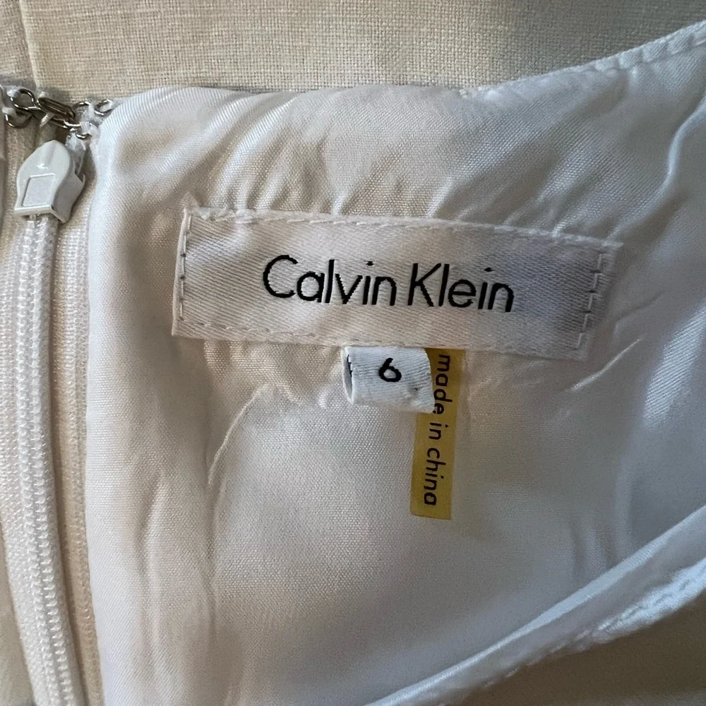 Calvin Klein White Midi Lined Scoop Neck Sleeveless Sheath Dress Size 6. - Picture 8 of 12